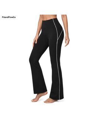 Women's High Waist Flare Leggings 30" Inseam Side Stripe Bootcut Yoga Pants